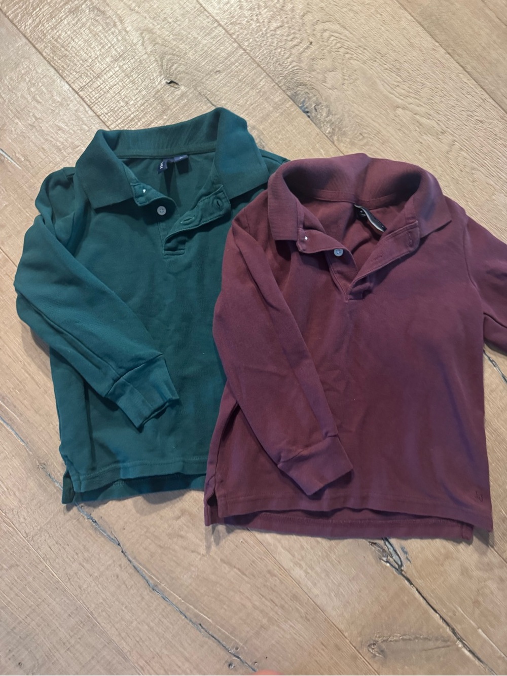 Janie and Jack 4T Long-Sleeve Polo Shirts - Green and Burgundy